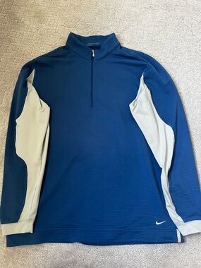 Nike Golf Tour Performance Therma-FIT Quarter Zip Pullover Blue Grey Mens XL